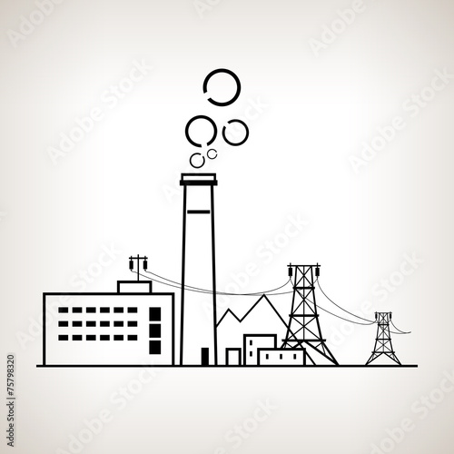 Silhouette coal power station, vector illustration