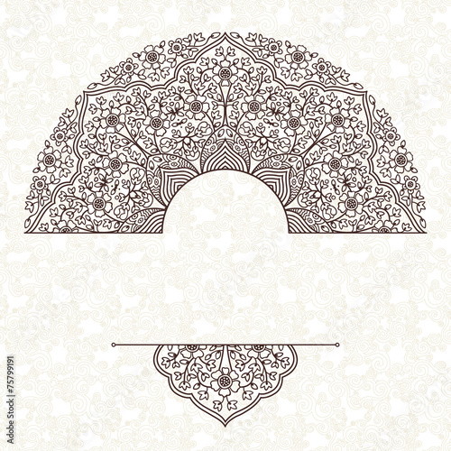 Vector lace pattern in Eastern style on scroll work background.