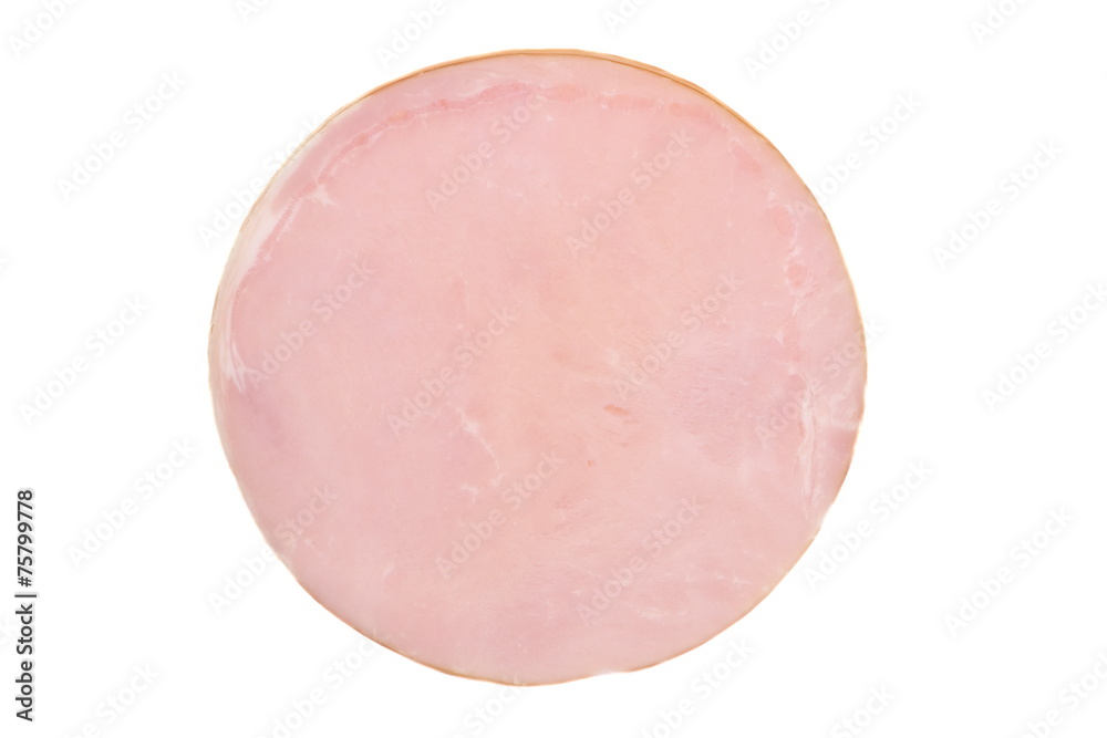 Fresh sliced roast ham isolated on white background Fresh sliced roast ham isolated on white background