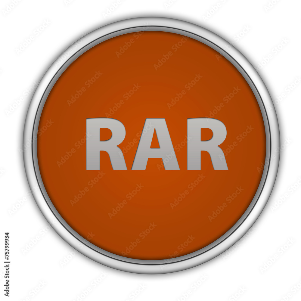 RAR circular icon on white background RAR circular icon on white background
