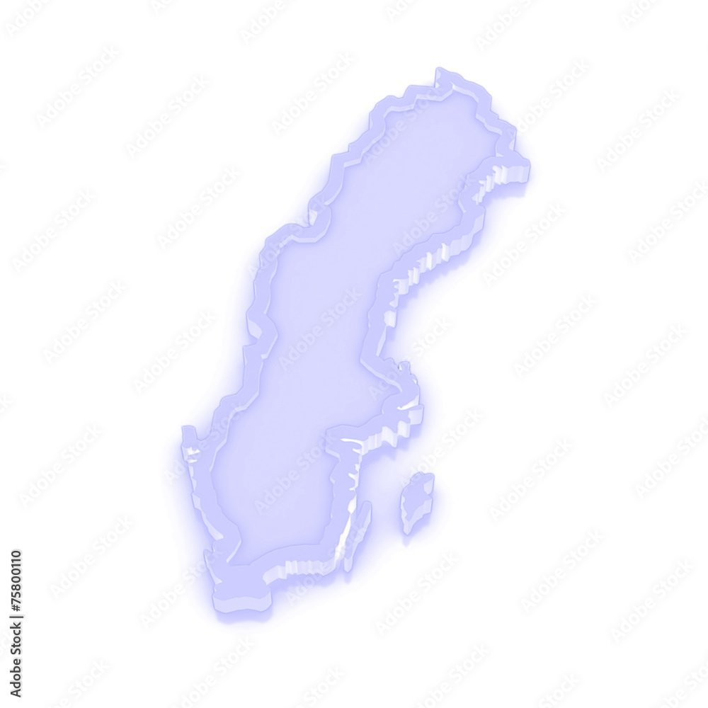 Three-dimensional map of Sweden.