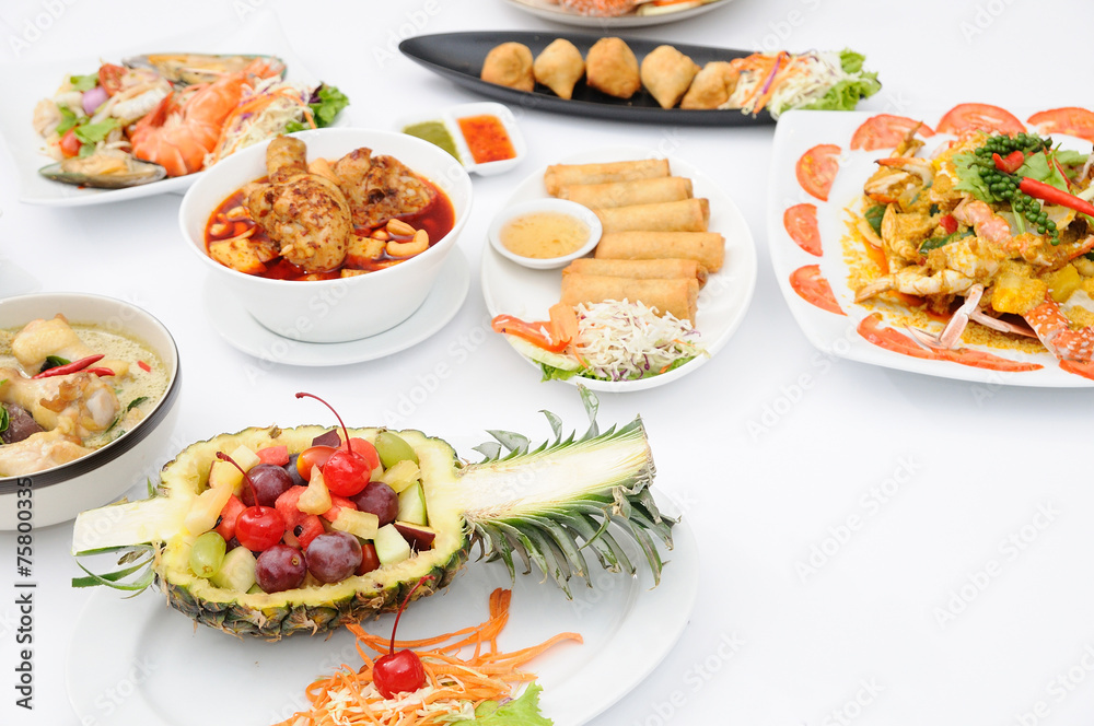 Set of Thai food popular menu