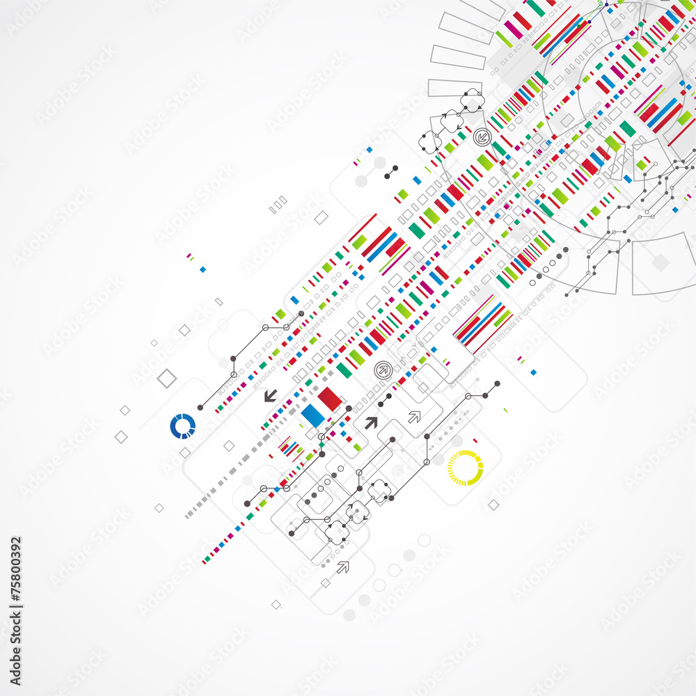 Abstract technology background with various technological elemen Abstract technology background with various technological elemen