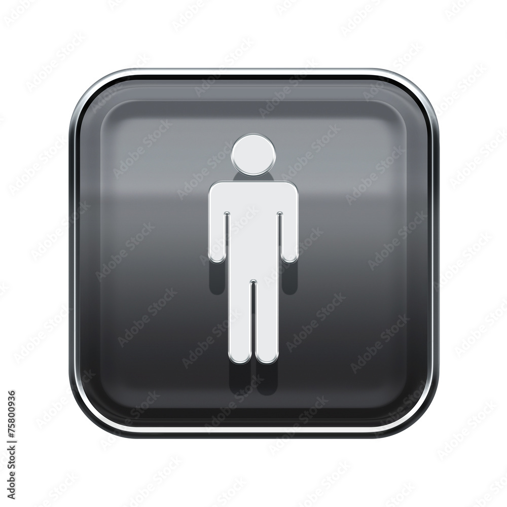 men icon glossy grey, isolated on white background men icon glossy grey, isolated on white background