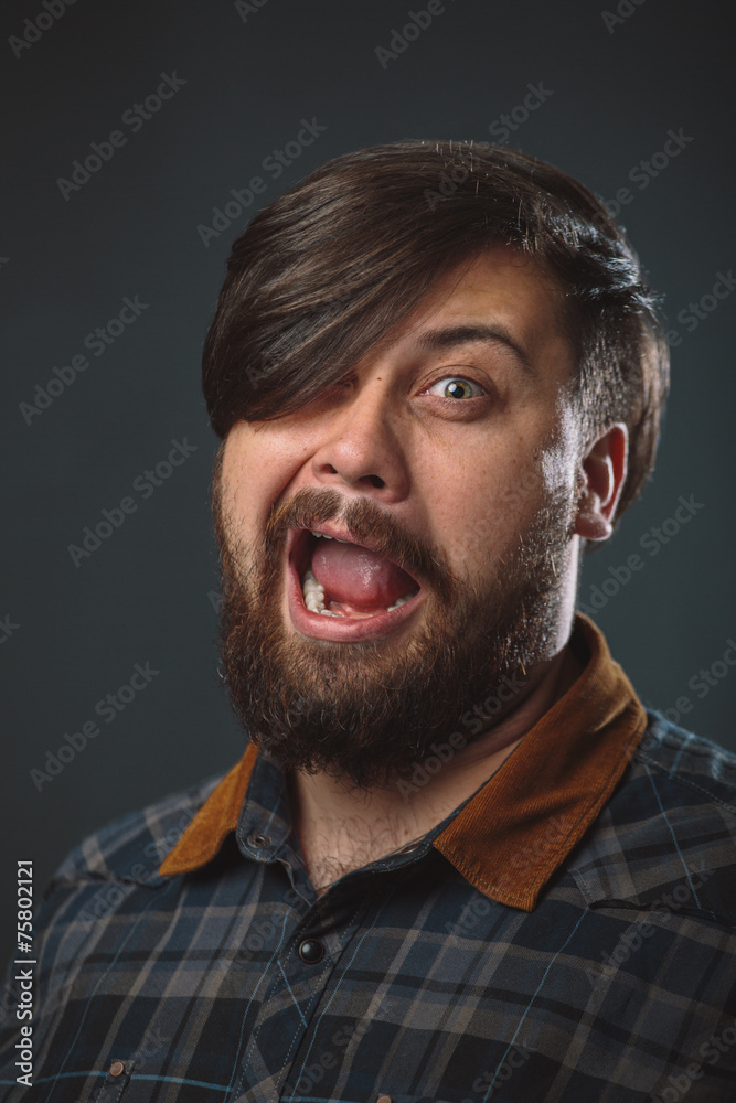 Fototapeta premium Guy in a plaid shirt
