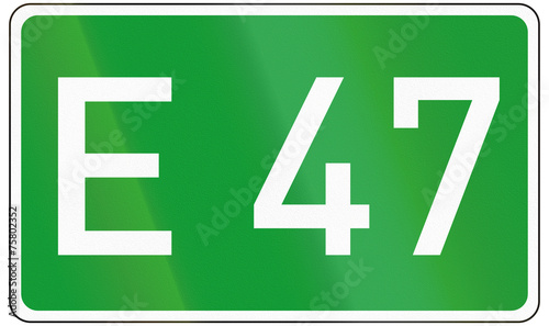 Fotografia European road number sign for E47