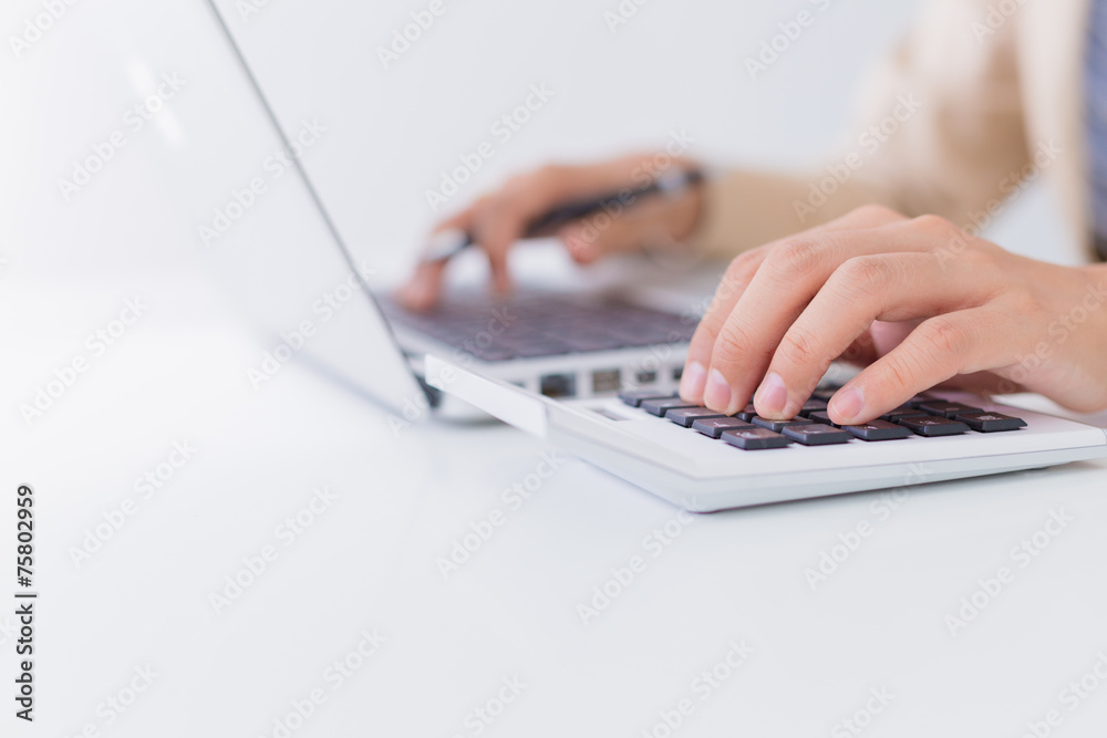 woman hand with business report woman hand with business report