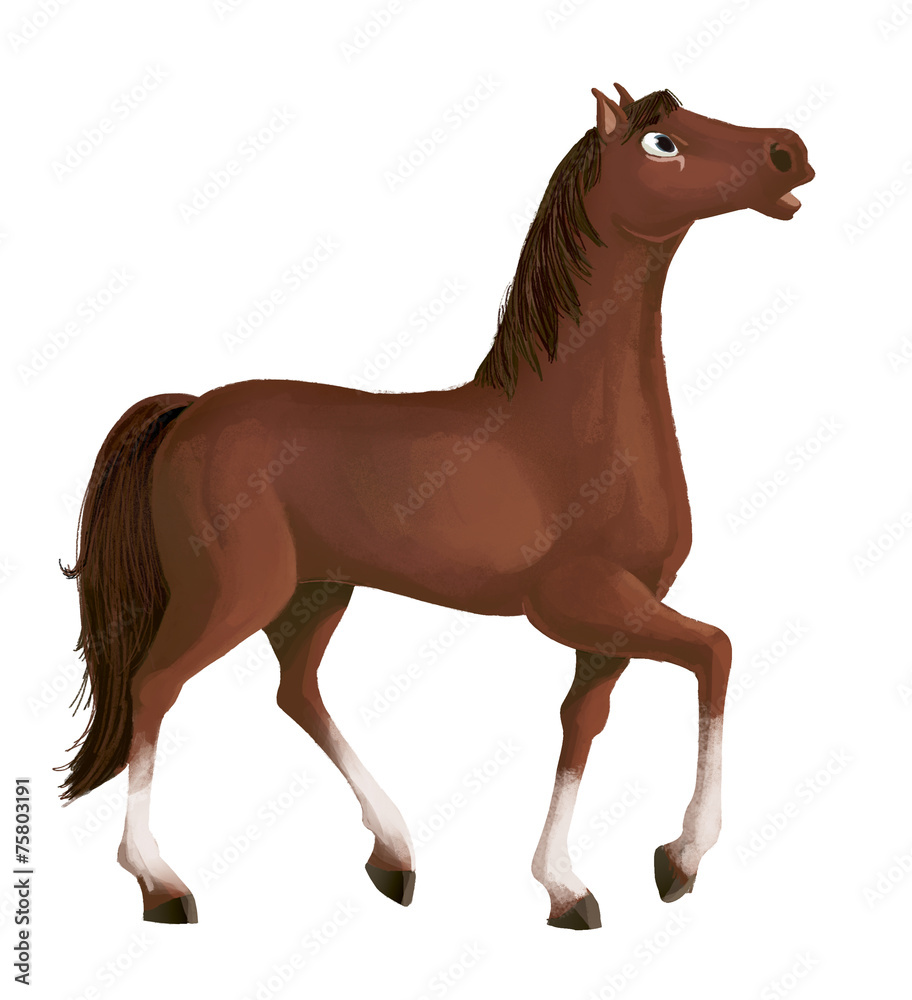 caballo marrón - obrazy, fototapety, plakaty 