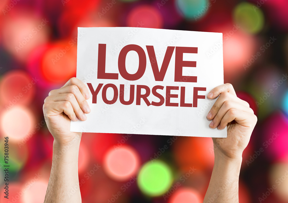 Love Yourself card with colorful background Love Yourself card with colorful background