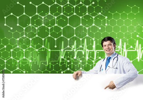 Doctor with banner