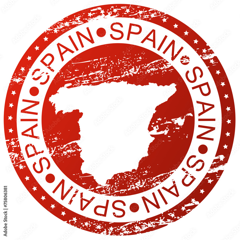 Carimbo - Spain com mapa do país - obrazy, fototapety, plakaty 