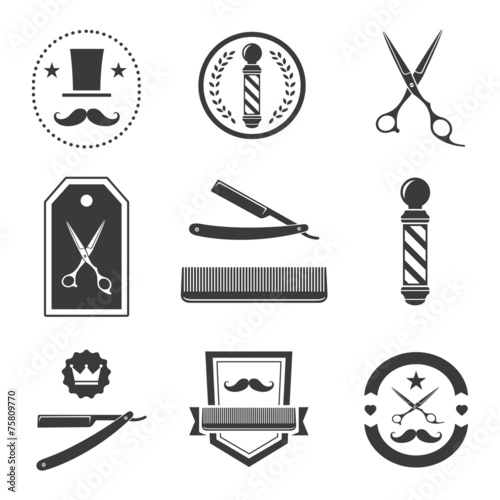 Barber shop logo, labels, badges vintage