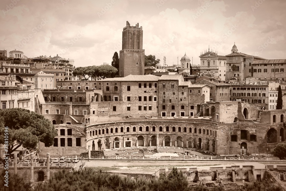 Fototapeta premium Rome sepia - Trajan Forum