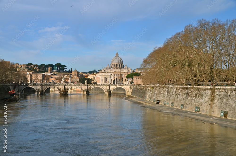Saint Peter's Basilica, view from river Tiber,  Rome