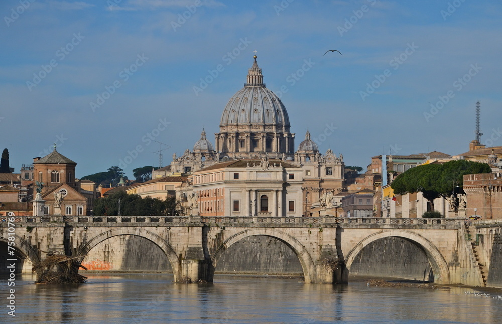 Fototapeta premium Saint Peter's Basilica, view from river Tiber, Rome