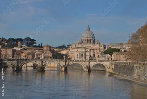 Saint Peter's Basilica, view from river Tiber, Rome