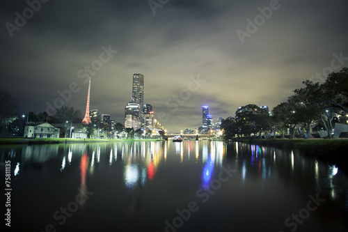 Skycrapers along the Yarra River in Melbourne