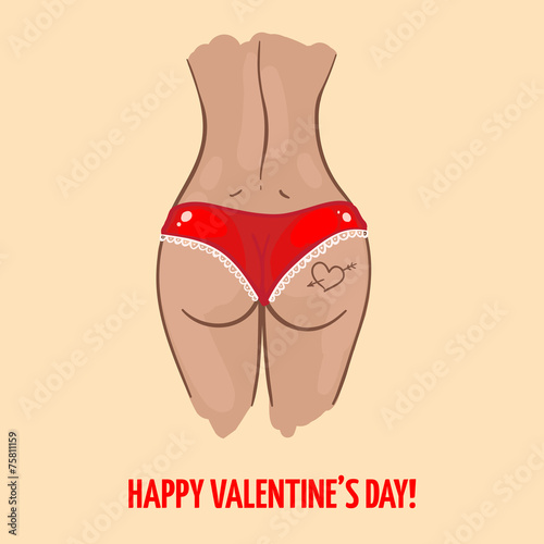 Funny Saint Valentine's card with sexy woman ass