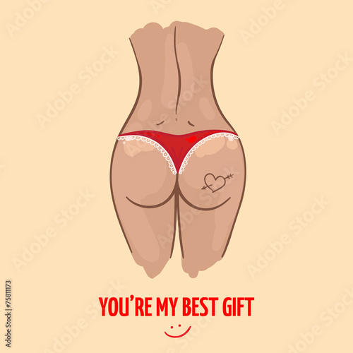 Funny Saint Valentine's card with sexy woman ass