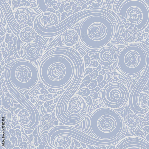 Seamless asian ethnic floral retro doodle pattern.