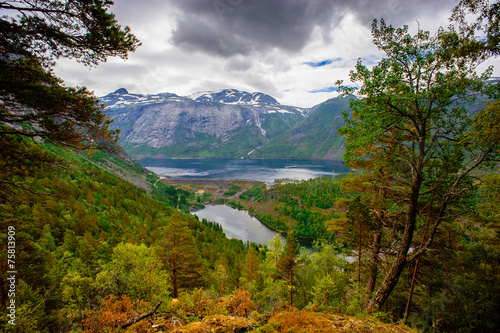 The summer view of Trolltunga in Odda, Norway