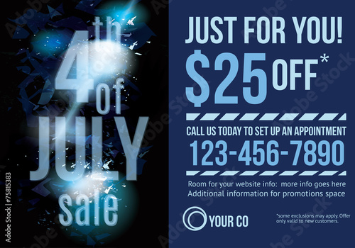 Customizable 4th of July sale postcard advertisement