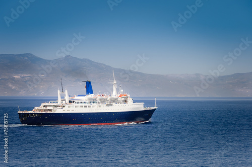cruise ship arriving in port of Athens, Greece