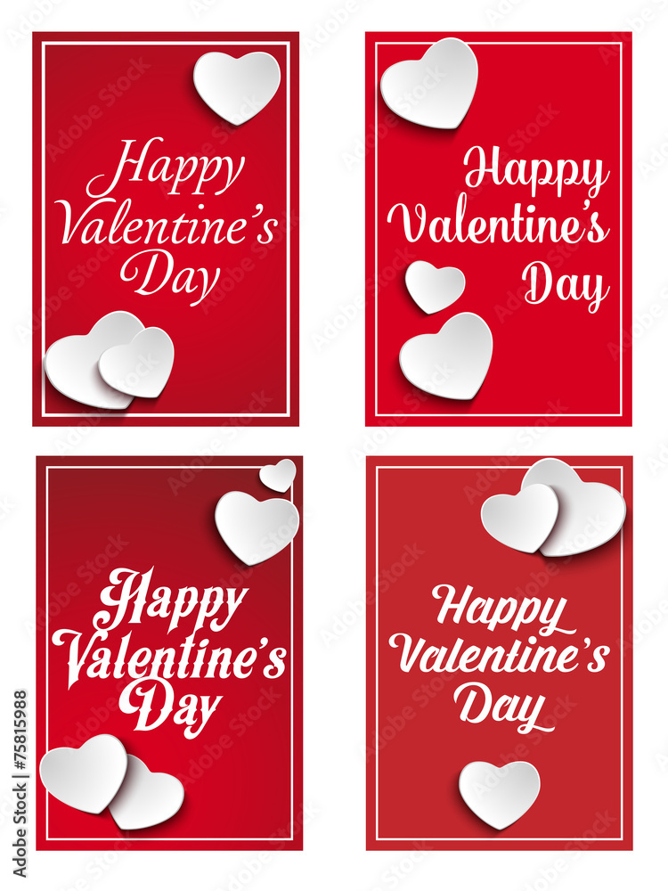 Naklejka premium Valentines Day Set of Four Web Banners