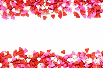 Valentines Day candy heart double edge border of sprinkles