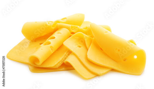 Sliced cheese isolated on white