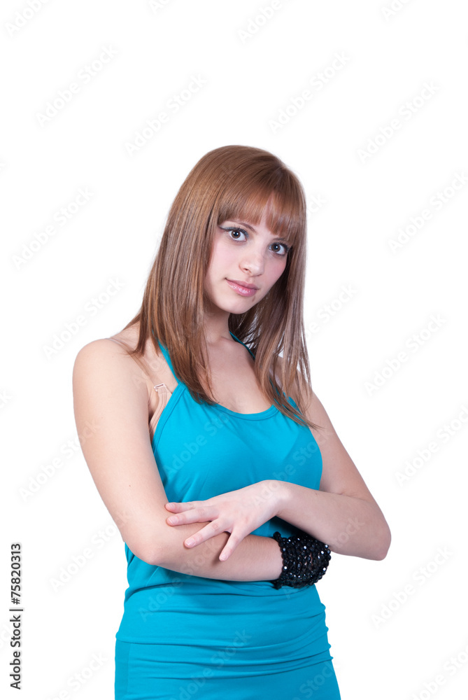 Blond teen with big black pearl necklace Blond teen with big black pearl necklace