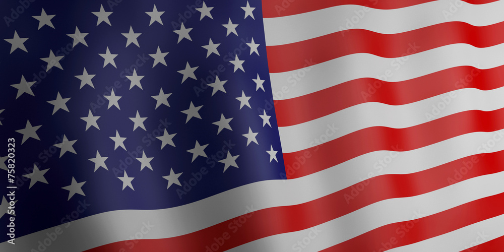 Naklejka premium Ilustracja 3D. Flaga Stanów Zjednoczonych
