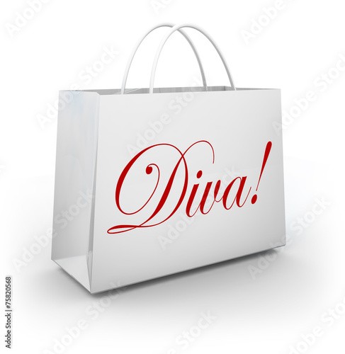 Canvas Print Diva Word Shopping Bag Spoiled Fashion Princess