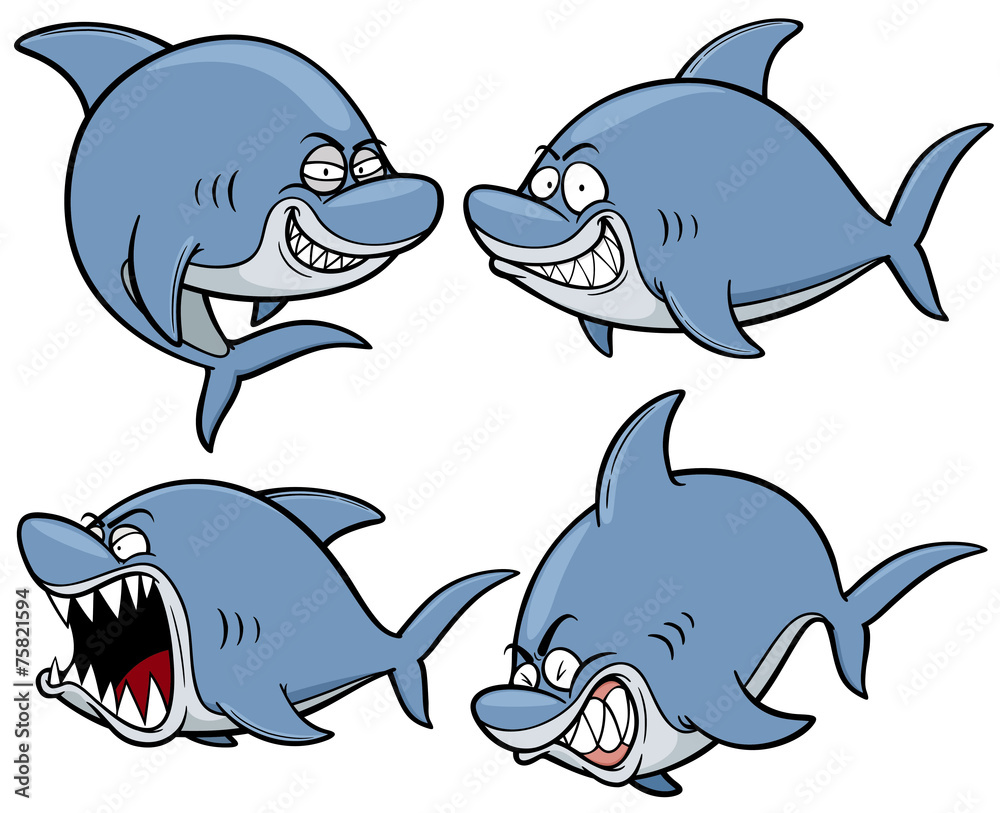 Obraz premium Vector illustration of Cartoon Shark