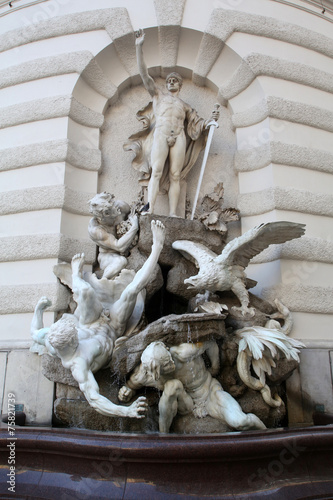 The forces on land fountain at the Hofburg in Vienna, Austria