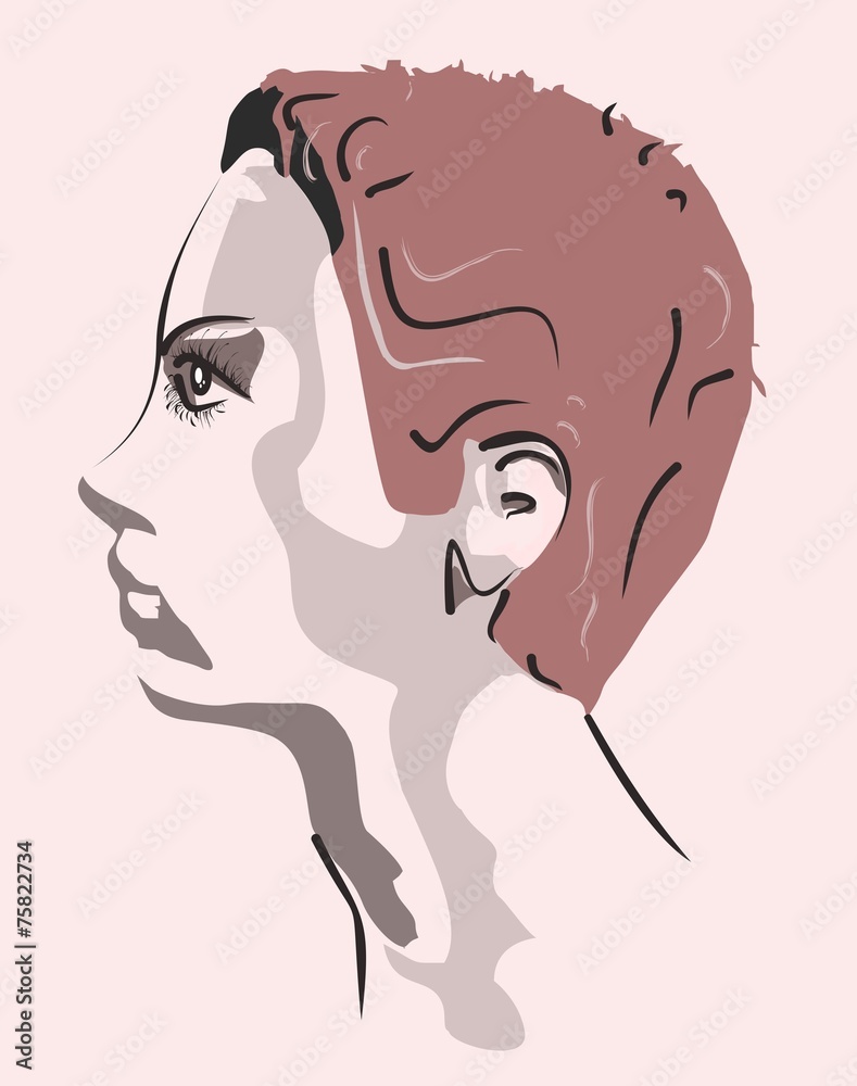 sketch portrait of the beauty woman