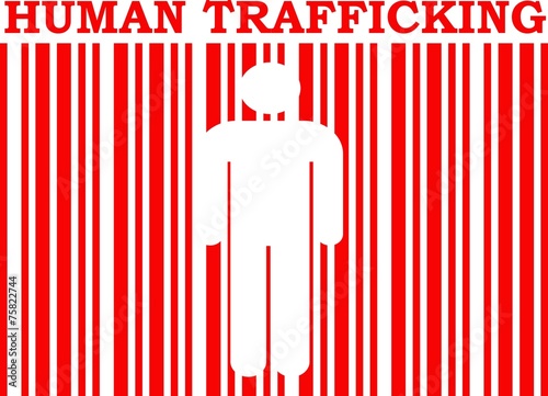 barcode with human silhouette and trafficking text