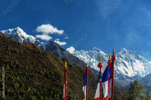 Mountain scenery in Himalaya, on an autumn sunny day