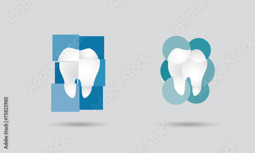 Dental practice, dentistry network or dental services logo set