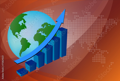 Business graph with world background. Vector File also available