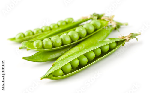 Peas in a pod isolated on white