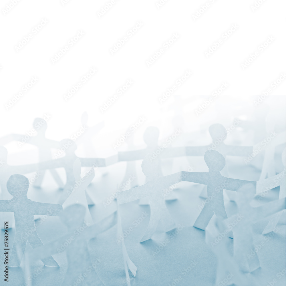 People Paper Cut Chain as Crowd or Teamwork Concept People Paper Cut Chain as Crowd or Teamwork Concept