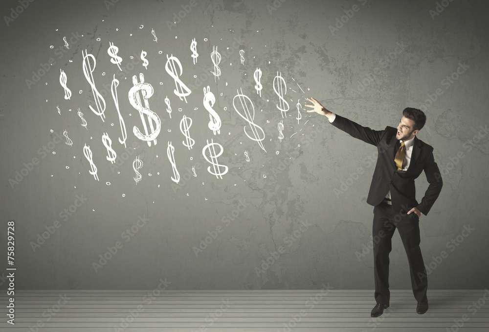 Young business people with hand drawn dollar signs Young business people with hand drawn dollar signs