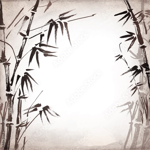 Carta da parati bambù - Carta da parati bamboo painted on textural grunge background. Vector