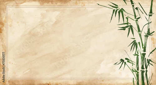 Obraz bambus namalowany na poziomym tle tekstury grunge.