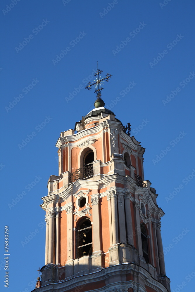 Fototapeta premium All the saints of the church belfry fragment,Vilnius