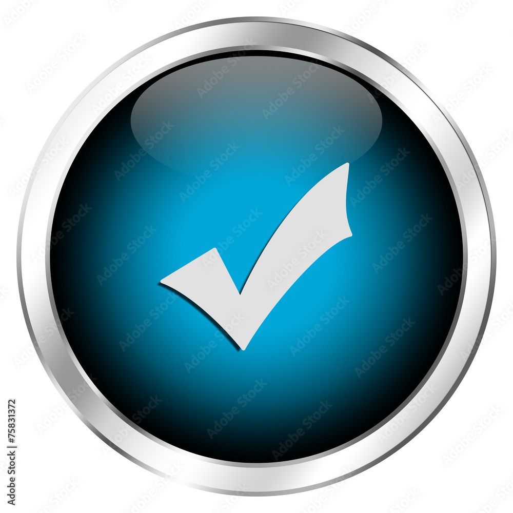Blauer Erledigt-Button mit Haken Blauer Erledigt-Button mit Haken