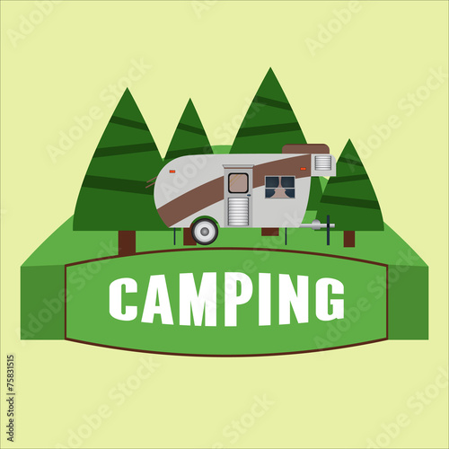 RV camping illustration. Vector