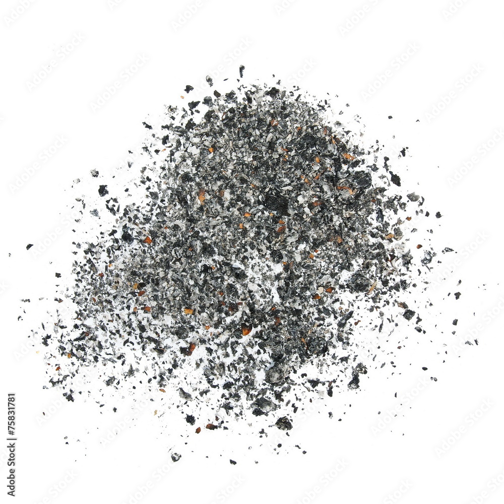 cigarette ash isolated on white background, texture Stock Photo Adobe