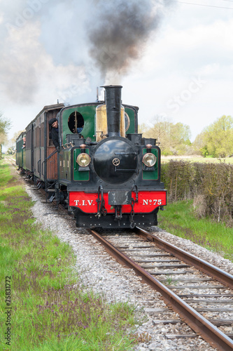 Locomotive à vapeur dans la plaine en Baie de Somme